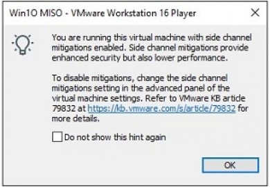 [VMWARE] Xử lý lỗi “You are running this virtual machine with side channel mitigations enabled”